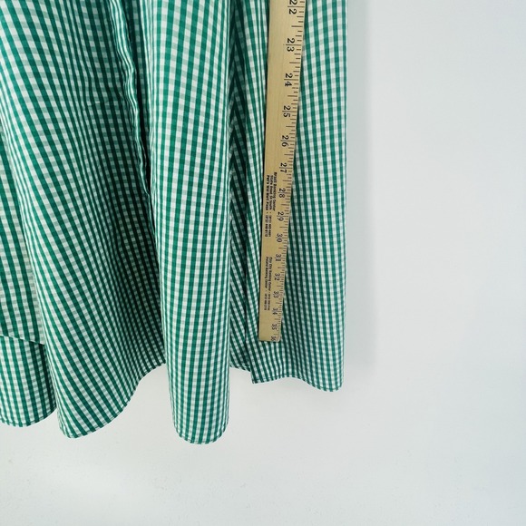CALVIN KLEIN Shirt Dress Size 6 Green Gingham Check A-Line Belted Preppy Cottage - Picture 13 of 14